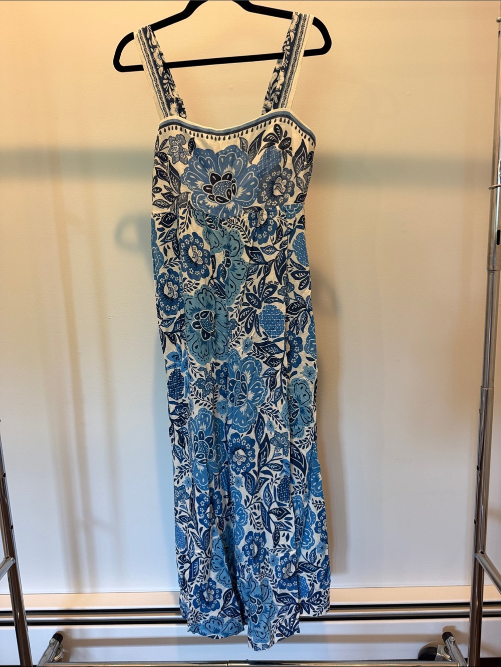 FARM Rio Blue and White Floral Jumpsuit